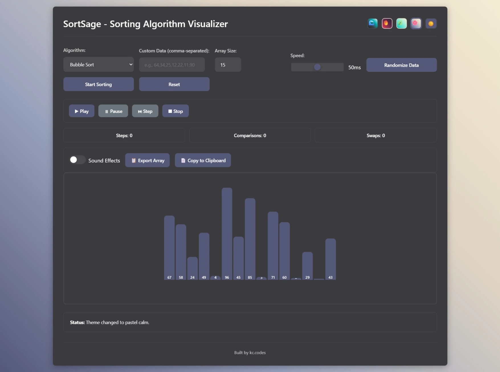 SortSage with multipe themes
