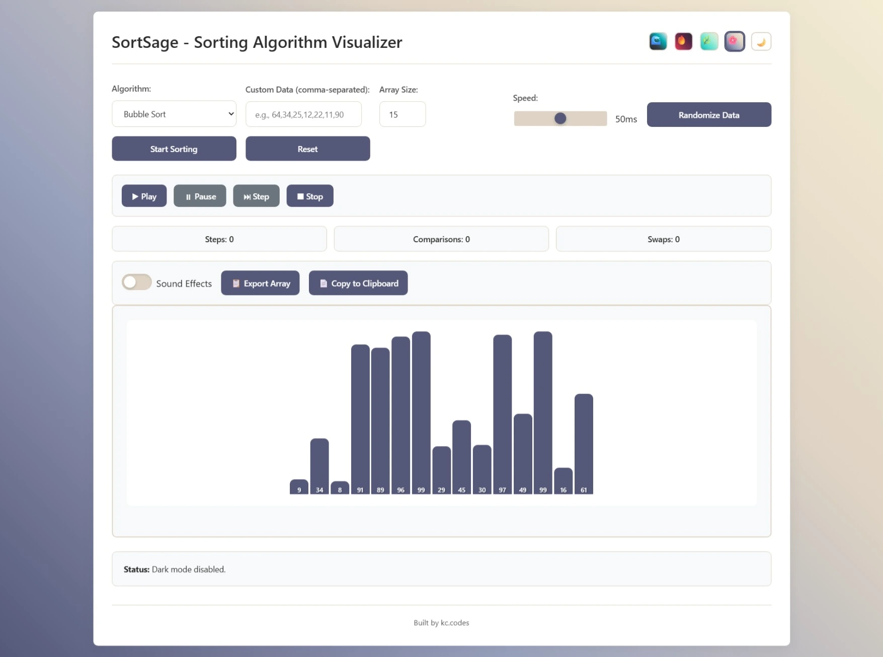 A screenshot of sortsage.