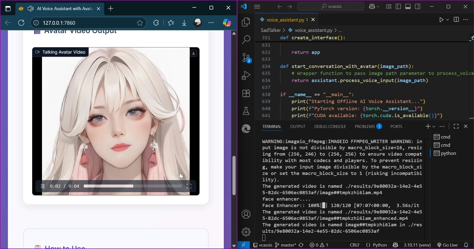 Screenshot of the Offline AI Voice Assistant dashboard.